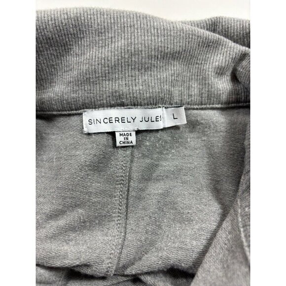 Sincerely Jules Tunic Sweatshirt Grey Large Long Sleeve Snaps Large Collar - Picture 3 of 9